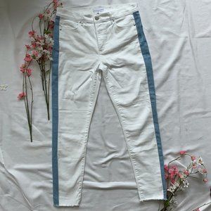 White Jeans with Blue Stripe Down the Side